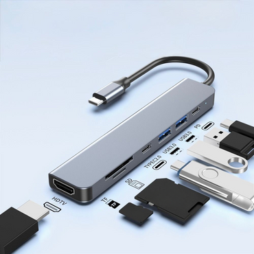MAG+ 7 in 1 Type C to PD+2*SS+HDTV+1*C+SD+TF Hub