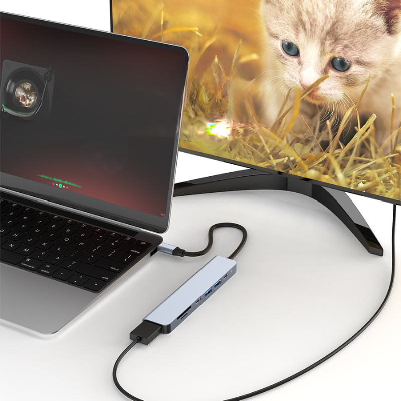 MAG+ 7 in 1 Type C to PD+2*SS+HDTV+1*C+SD+TF Hub