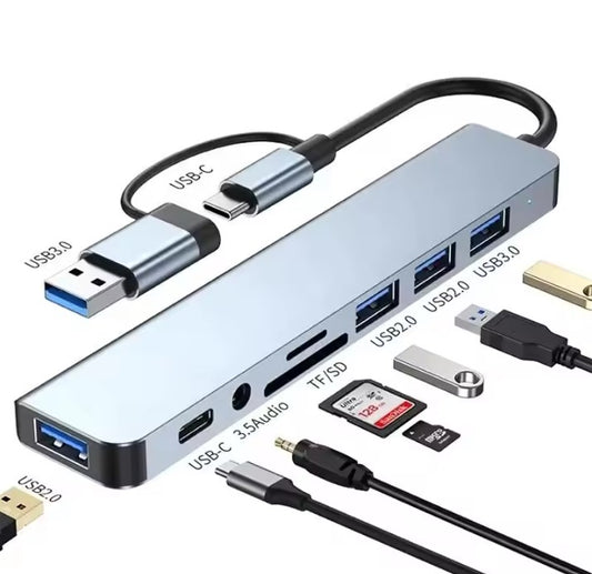 MAG+ 8 in 1 Dual Hub - USB/TC/Audio/SD/TF