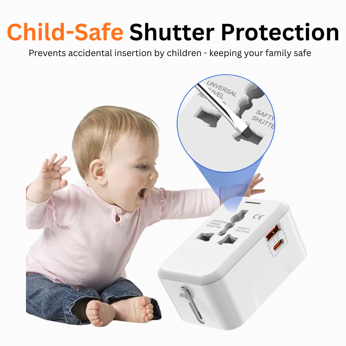 MAG+ Travel Adapter with USB A+C Charging Port White