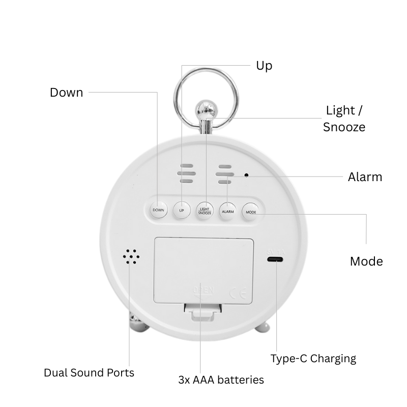 MAG+ Round Digital Alarm Clock With Date