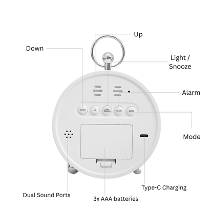 MAG+ Round Digital Alarm Clock With Date