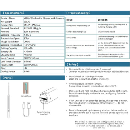 MAG+ Wireless Ear Cleaner with Camera C6