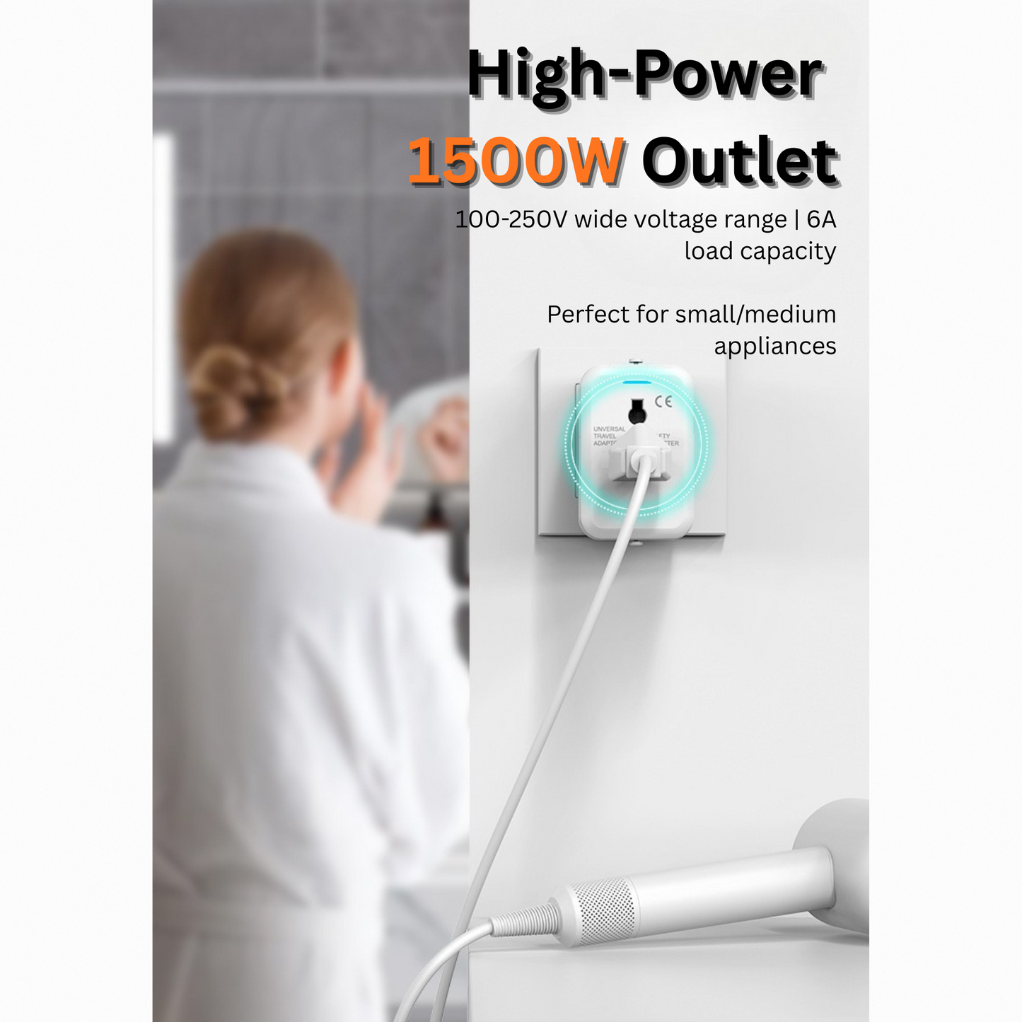 MAG+ Travel Adapter with USB A+C Charging Port White